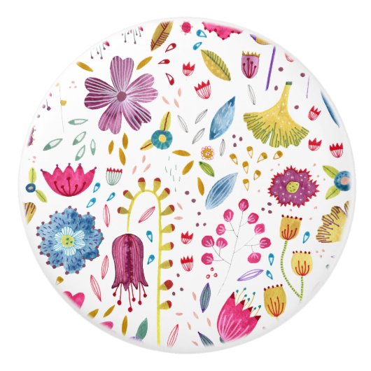 Wildblume Wasserfarbe Moderne Keramikknauf (Vorderseite)