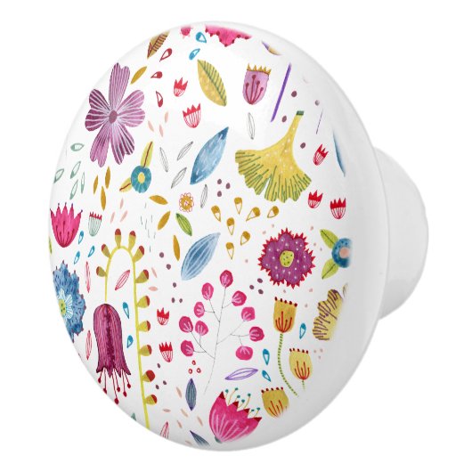 Wildblume Wasserfarbe Moderne Keramikknauf (Rechts)