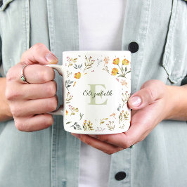 Wildblume Wasserfarbe Personalisieren Kaffeezubere Kaffeetasse