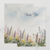 Wildblume Wasserfarbe | Rustikal Boho Dankeskarte (Vorne/Hinten)