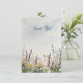 Wildblume Wasserfarbe | Rustikal Boho Dankeskarte (Stehend Vorderseite)