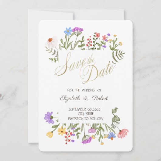 Wildblume Wasserfarbe Save The Date (Vorderseite)