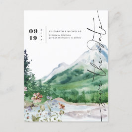 Wildblume Wasserfarbe | SAVE THE DATE Ankündigungspostkarte