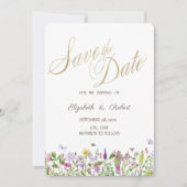 Wildblume Wasserfarbe Schmetterlinge Save The Date (Vorderseite)