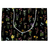 Wildblume Wasserfarbe Schwarzer Botanischer Flor Große Geschenktüte (Vorderseite)