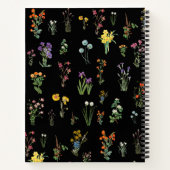 Wildblume Wasserfarbe Schwarzer Botanischer Flor Notizblock (Rückseite)