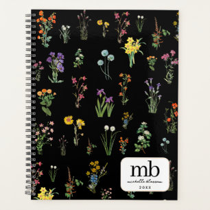 Wildblume Wasserfarbe Schwarzer Botanischer Flor Planer
