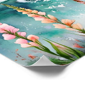 Wildblume Wasserfarbe Serene Küste Landschaft Poster (Ecke)
