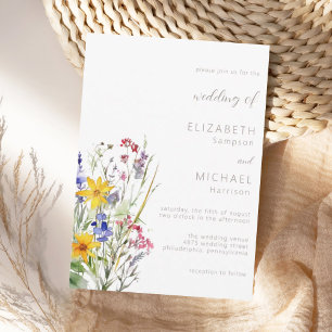 Wildblume Wasserfarbe Sommerhochzeit Einladung