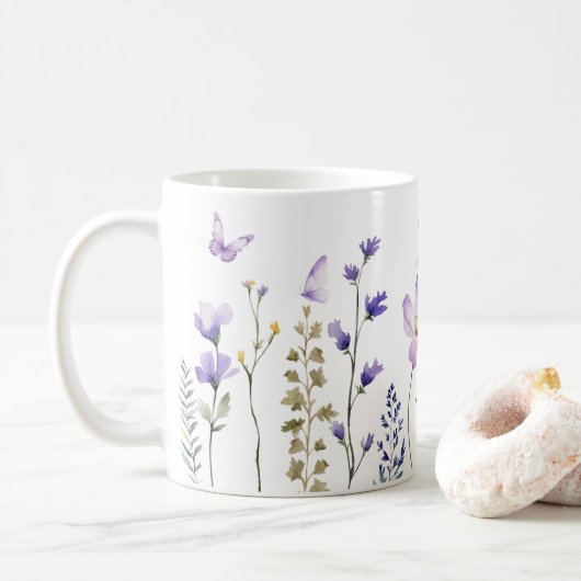Wildblume Wasserfarbe Tasse (Mit Donut)