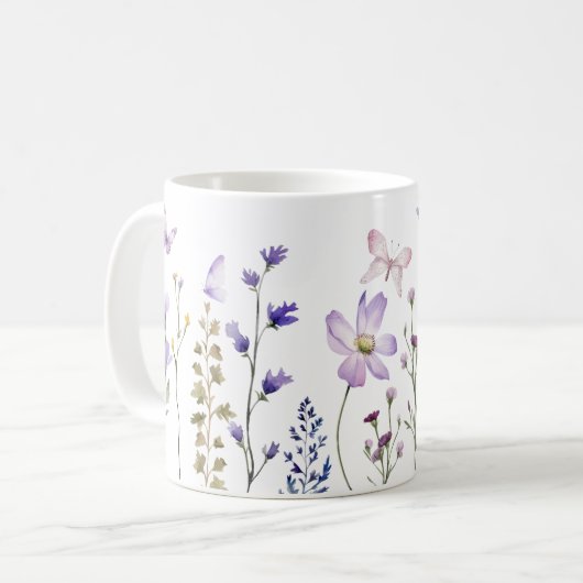 Wildblume Wasserfarbe Tasse (Vorderseite Links)