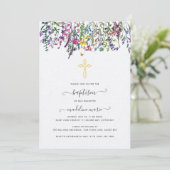 Wildblume Wasserfarbe Taufe Einladung (Stehend Vorderseite)