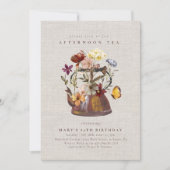 Wildblume Wasserfarbe Tee Party Geburtstag Einladung (Vorderseite)