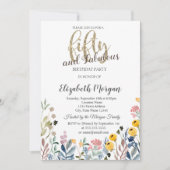 Wildblume Wasserfarbe Wiese 50. Geburtstag Einladung (Vorderseite)