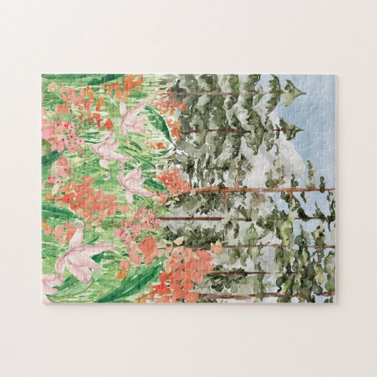 Wildblume Wasserfarbe Wiese Flora Puzzle (Horizontal)