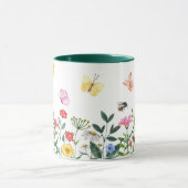 Wildblume Wasserfarbe Wiese mit Schmetterlingen Tasse (Zentrum)