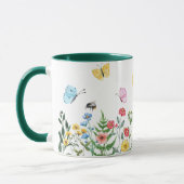 Wildblume Wasserfarbe Wiese mit Schmetterlingen Tasse (Links)
