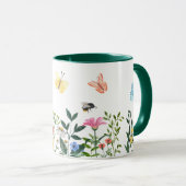Wildblume Wasserfarbe Wiese mit Schmetterlingen Tasse (VorderseiteRechts)