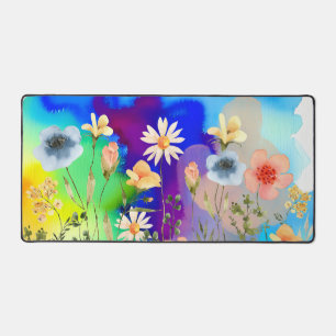 Wildblume Wasserfarben Art  Farbige Blüte Schreibtischunterlage