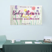 Wildblume Wasserfarben Babydusche Banner (Messeveranstaltung)