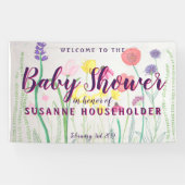 Wildblume Wasserfarben Babydusche Banner (Horizontal)