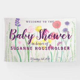 Wildblume Wasserfarben Babydusche Banner