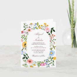 Wildblume Wasserfarben Boho Einladung geklappt