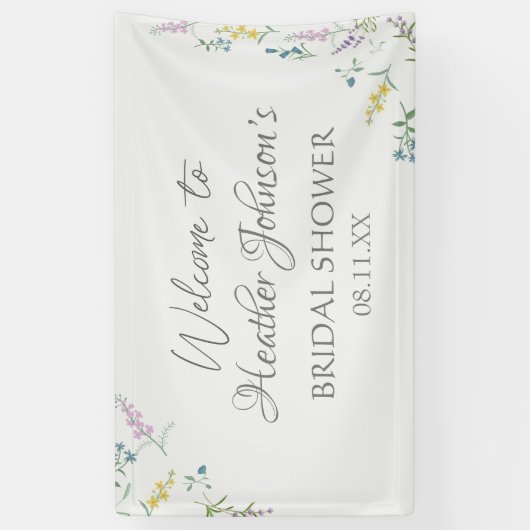 Wildblume Wasserfarben Elegantes Brautparty Banner (Vertikal)