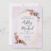 Wildblume Wasserfarben geometrische Hochzeit Einladung (Vorderseite)