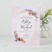 Wildblume Wasserfarben geometrische Hochzeit Einladung (Stehend Vorderseite)