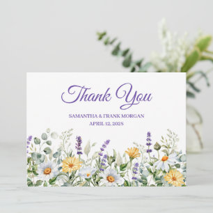 Wildblume Wasserfarben-Hochzeit Dankeskarte