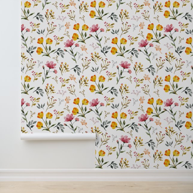 Wildblume Wasserfarben Tapete (Anwendung)