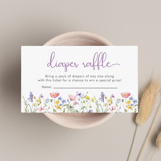 Wildblume Wasserfarben Windeln Raffle Babydusche Begleitkarte