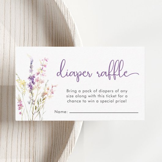 Wildblume Wasserfarben Windeln Raffle Babydusche Begleitkarte