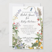 Wildblume Wasserfarbene Blüten und Bienen Brautpar Einladung (Vorderseite)