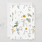 Wildblume Wasserfarbene Blüten und Bienen Brautpar Einladung (Rückseite)