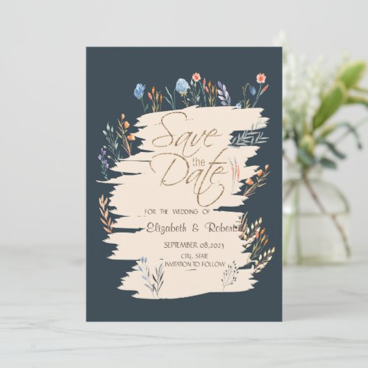 Wildblume Wasserfarbener Frühling Save the Date Wi (Stehend Vorderseite)