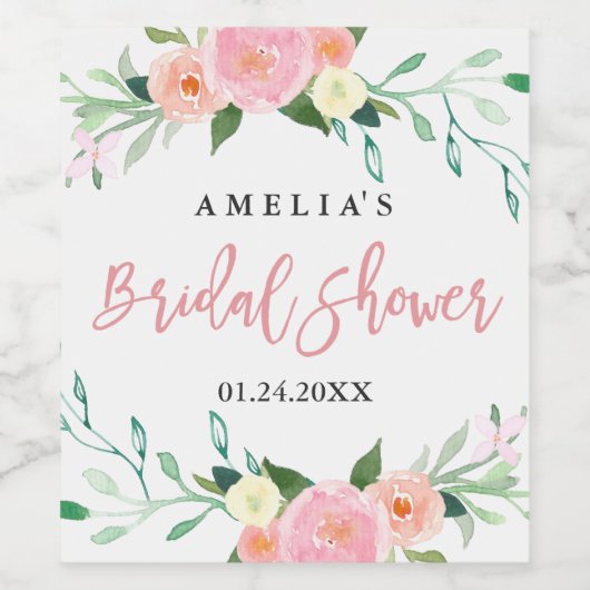 Wildblume Wasserfarbenes Brautparty Weinetikett (Einzelnes Label)