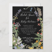 Wildblume Wasserfarbenes Schwarzes Brautparty Einladung (Vorderseite)