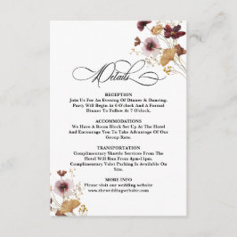 Wildblume Wasserfarbenflorale Hochzeit Begleitkarte