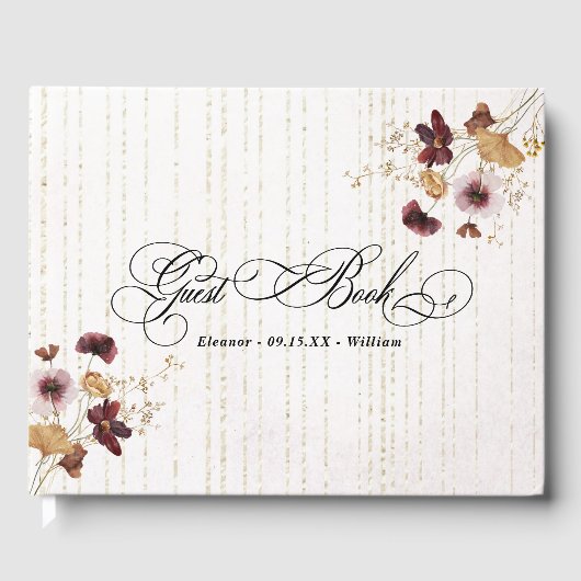 Wildblume Wasserfarbenflorale Hochzeit Gästebuch (Vorderseite)