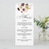 Wildblume Wasserfarbenflorale Hochzeit Menükarte (Stehend Vorderseite)