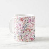 Wildblume Wasserfarbmuster Monogramm Kaffeetasse (Vorderseite Links)