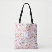 Wildblume Wasserfarbmuster Monogramm Tasche (Vorderseite)