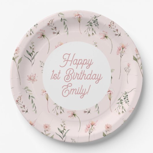 Wildblume Watercolor auf der Insel verpassen 1. Ge Pappteller (Vorderseite)