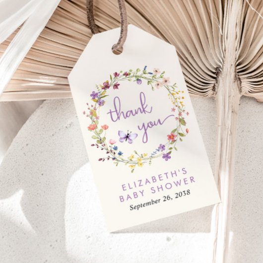 Wildblume Watercolor Baby Dusche Mädchen Danke Geschenkanhänger