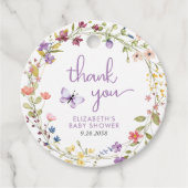 Wildblume Watercolor Baby Dusche Mädchen Danke Geschenkanhänger (Vorderseite)