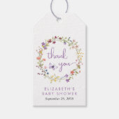Wildblume Watercolor Baby Dusche Mädchen Danke Geschenkanhänger (Vorderseite)