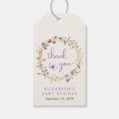 Wildblume Watercolor Baby Dusche Mädchen Danke Geschenkanhänger (Vorderseite)