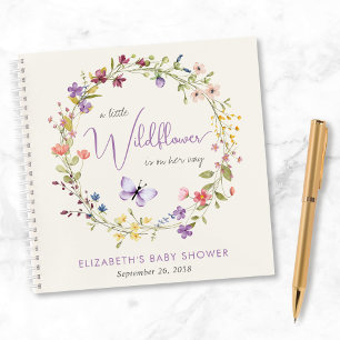 Wildblume Watercolor Baby Girl Showroom Gästebuch Notizblock